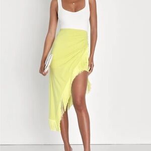 O'Neill Asymmetrical Yellow Fringe Skirt